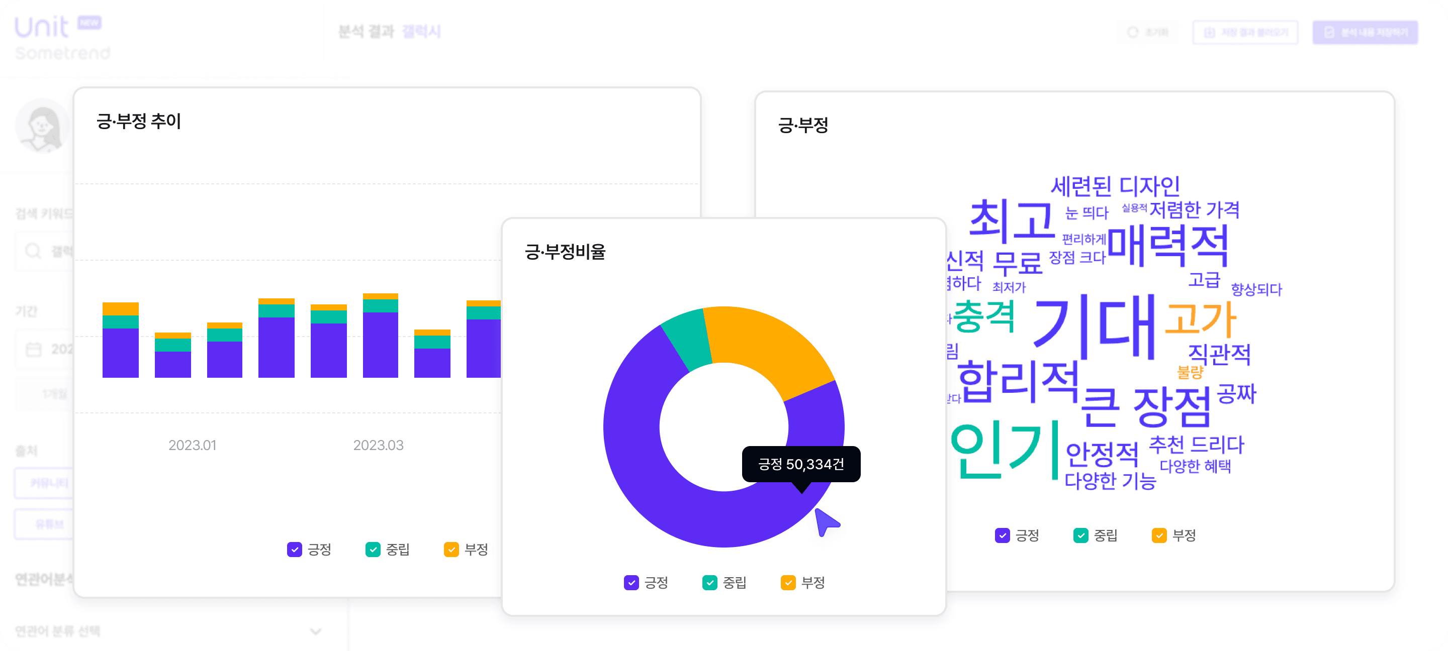 긍부정 속성 분석 예시 화면